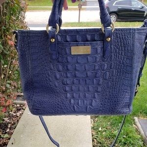 Brahmin Blue Croc Embossed Shoulder Bag